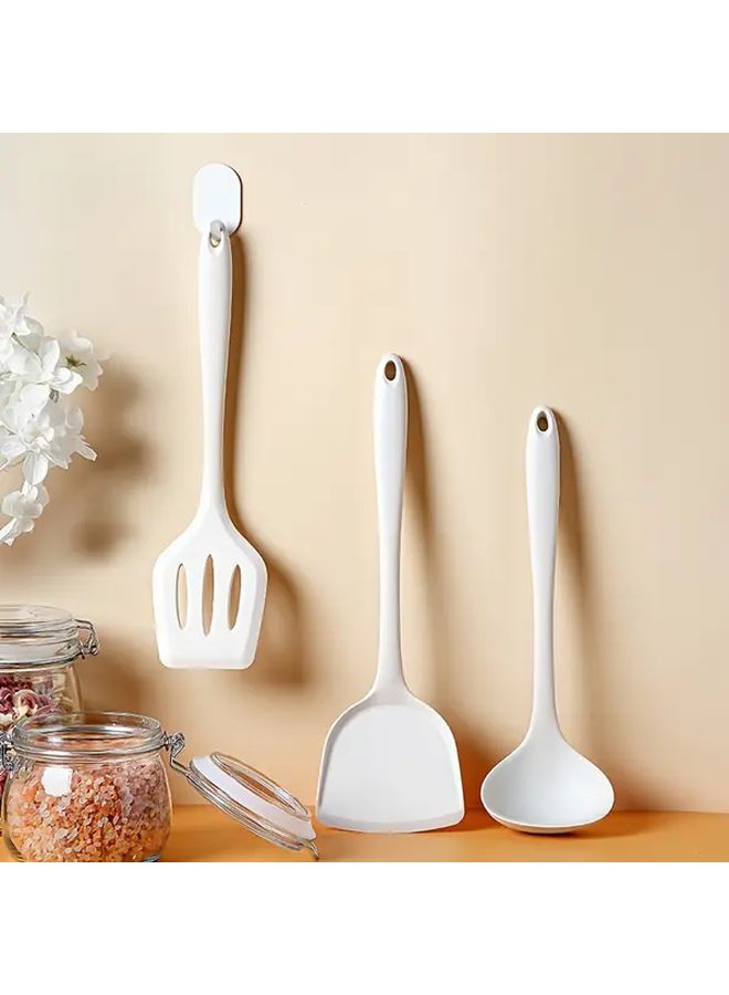 White Silicone Kitchen Utensil Set Non Stick Spatula Spoon Ladle Scoop - Image 5