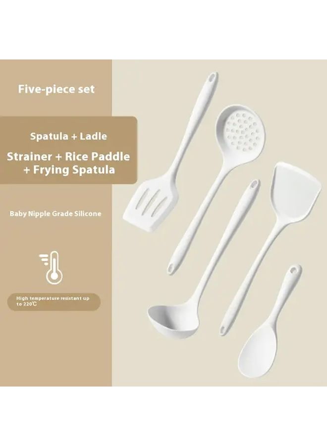 White Silicone Kitchen Utensil Set Non Stick Spatula Spoon Ladle Scoop - Image 3