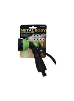 Rubber Grip Handle 7 Pattern Spray Gun with Connector Black and Green 11.938 x 22.098 x 5.588 cm T21-829D3-131L