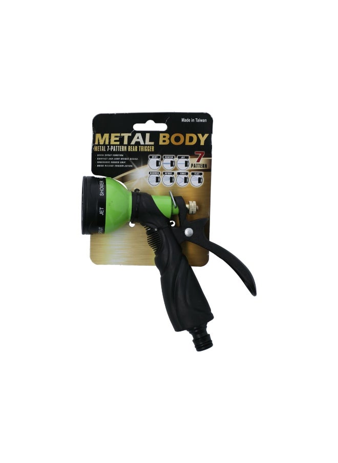 Generic - Rubber Grip Handle 7 Pattern Spray Gun with Connector Black and Green 11.938 x 22.098 x 5.588 cm T21-829D3-131L - Image 1