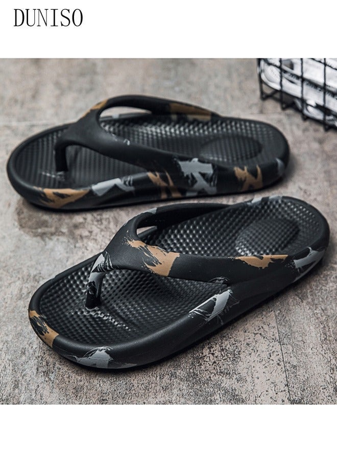 DUNISO Men's Flip Flops Non-slip Thick Sole Slide Sandal Open Toe Quick Drying Shoes Fashion House Bedroom Slippers Men's Bath Slipper House Sandals for Indoor & Outdoor - Image 5