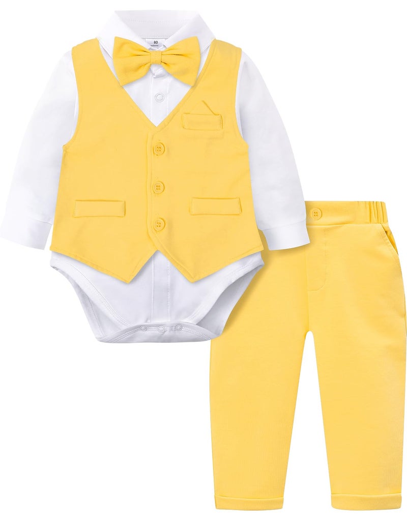 A&J DESIGN AJ DESIGN Baby Boy Yellow Outfit Easter Infant Halloween Wedding Gentleman Formal Dress Suit 69 Months - Image 2