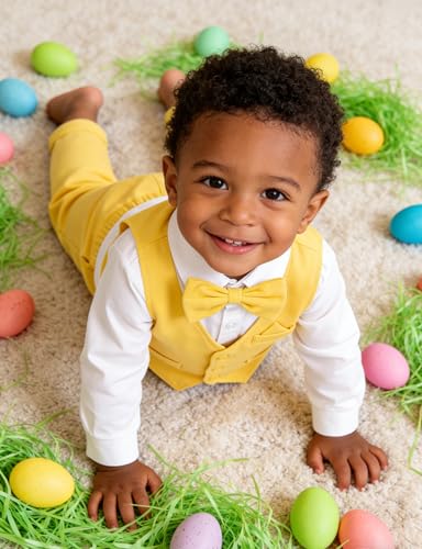 A&J DESIGN AJ DESIGN Baby Boy Yellow Outfit Easter Infant Halloween Wedding Gentleman Formal Dress Suit 69 Months - Image 3