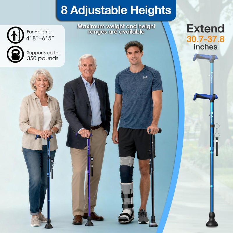 ProTraverse Walking Cane for Men & Women,Foldable,Adjustable,Self Standing Cane with Wrist Strap&Tag,350lbs Heavy Duty,All Terrain,Collapsible Walking Sticks for Seniors & Adults,Blue - Image 5