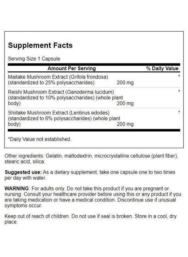 Swanson High-Potency Triple Mushroom Standardized Complex 60 Capsules - Image 2