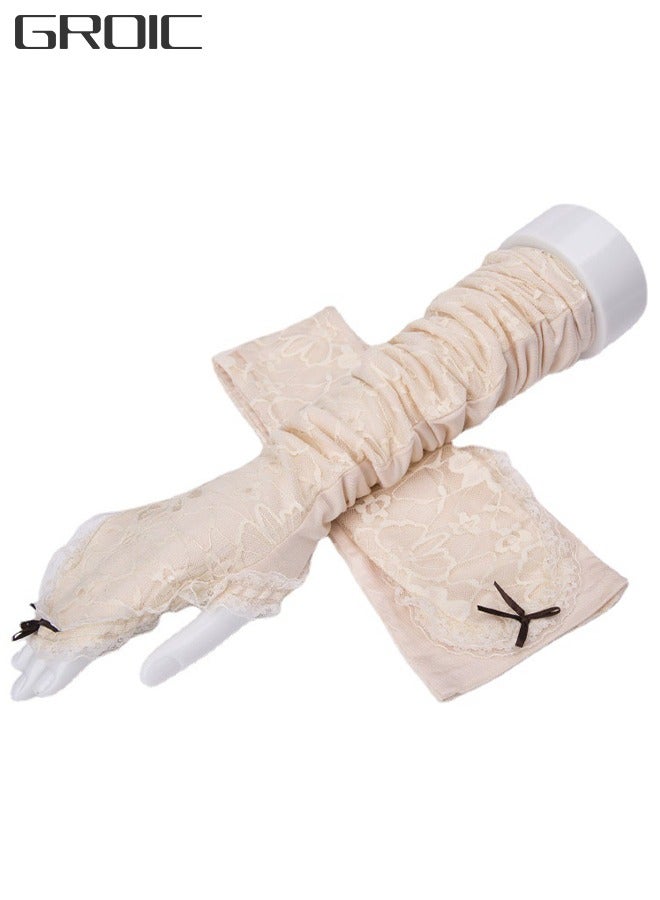GROIC Sunscreen Arm Sleeves Women's Long Gloves Sleeves Lace Arm Guards UV Protection Summer Cooling Sleeves Driving and Cycling  - Image 1