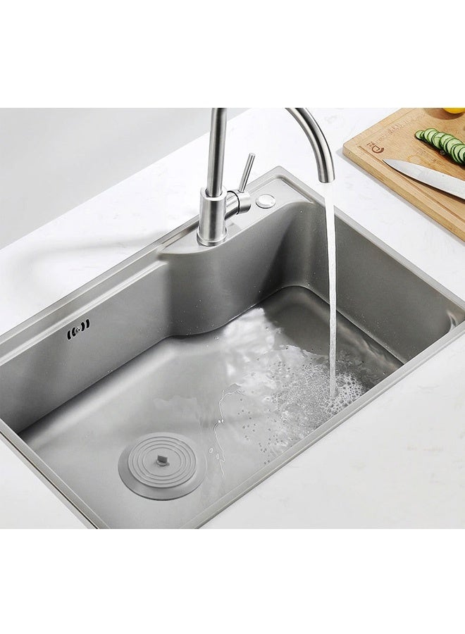 Bathtub Drain Stopper 2 Pack, 5 inches Silicone Tub Stopper Shower Drain Cover, Bath Tub Plug Hair Stopper,Universal Flat Suction Renter Friendly Bath Accessories (White&Grey, 5 inch) - Image 4