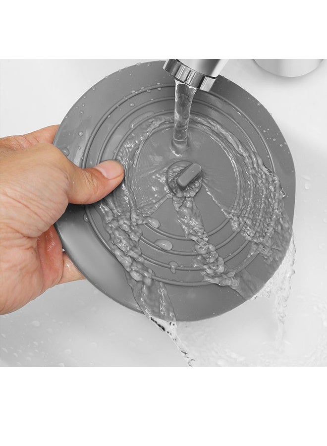 Bathtub Drain Stopper 2 Pack, 5 inches Silicone Tub Stopper Shower Drain Cover, Bath Tub Plug Hair Stopper,Universal Flat Suction Renter Friendly Bath Accessories (White&Grey, 5 inch) - Image 3