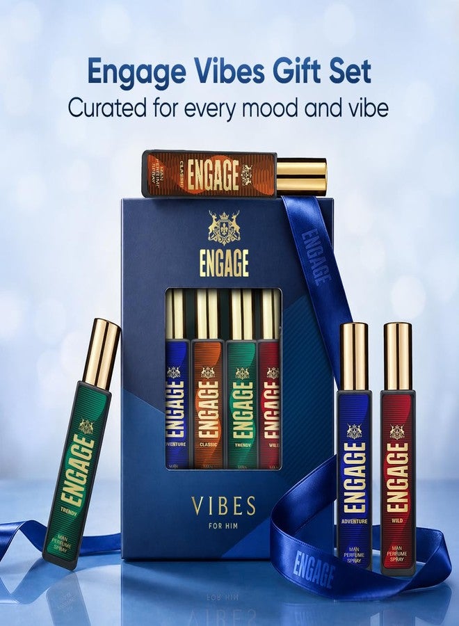 Engage Vibes Perfume Gift Set for Men 100ml (25ml x 4) |Travel Size Combo | 4 Assorted Perfumes |Long Lasting| Birthday Anniversary Wedding Gift Pack | Skin Friendly | Gift For Him - Image 1