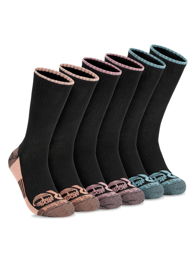 تمبرلاند جوارب Timberland PRO Work Crew النسائية، جوارب Sorbtek عالية الأداء للتحكم في الرطوبة، دعم قوس القدم، نعل داخلي مبطن (مقاسات من 7 إلى 12؛ ألوان متعددة؛ 6 أزواج) - Image 1