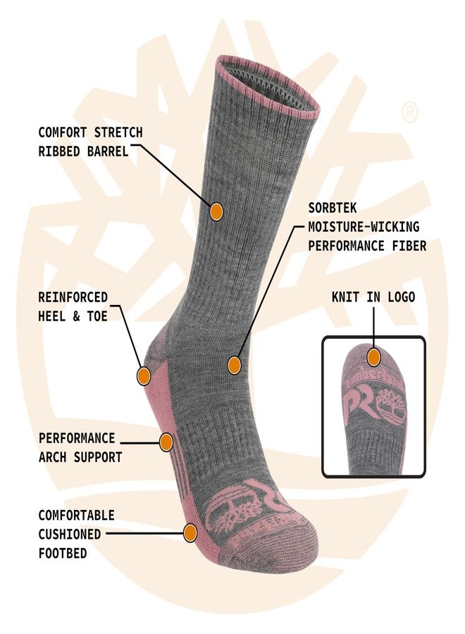 تمبرلاند جوارب Timberland PRO Work Crew النسائية، جوارب Sorbtek عالية الأداء للتحكم في الرطوبة، دعم قوس القدم، نعل داخلي مبطن (مقاسات من 7 إلى 12؛ ألوان متعددة؛ 6 أزواج) - Image 2