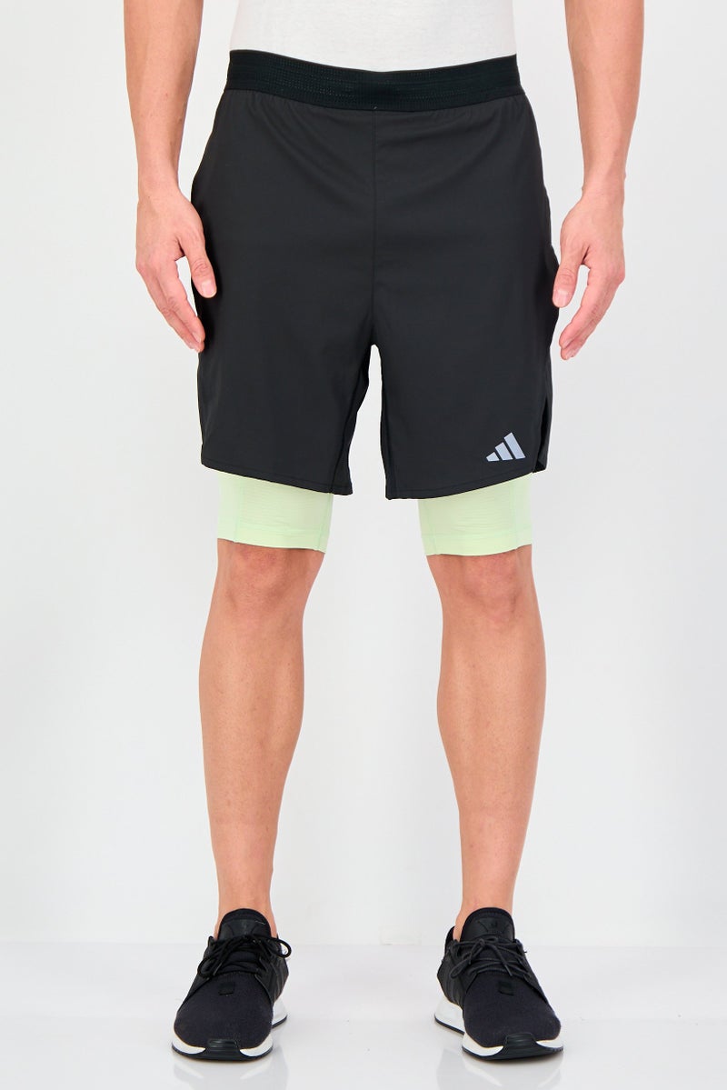 Adidas Men Sportswear Fit 2 In 1 Brand Logo Training Shorts, Black - Image 1