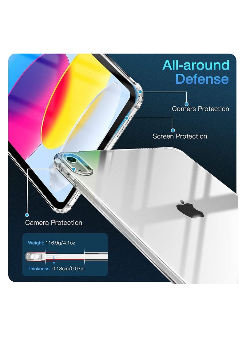 Generic - حافظة iPad لجهاز iPad من الجيل العاشر حافظة iPad من الجيل العاشر 2022 غطاء واقٍ خفيف الوزن من مادة TPU مع حافة مرتفعة وظهر شفاف - Image 1