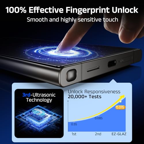 EZ-GLAZ-4 Pack for Samsung Galaxy S24 Ultra Screen Protector [6.8"], 100% Fingerprint Unlock, 9H Tempered Glass, Scratch Resistant, 100% Bubble-Free, HD Clear, Case Friendly with Installation Box - Image 2