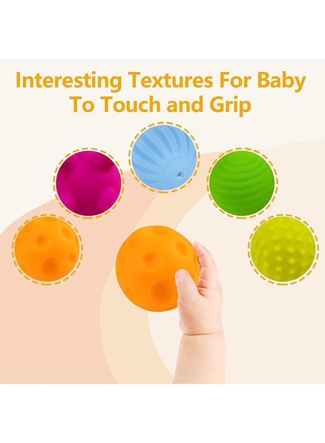 Sensory Balls for Kids Bath Toys 6pcs Textured Multi Ball Set for Toddlers Multicolor and Bright Handing Catching Balls BPA-Free Soft Stress Relief Toys - Image 4