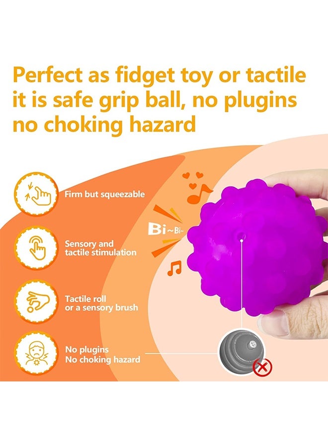 Sensory Balls for Kids Bath Toys 6pcs Textured Multi Ball Set for Toddlers Multicolor and Bright Handing Catching Balls BPA-Free Soft Stress Relief Toys - Image 5