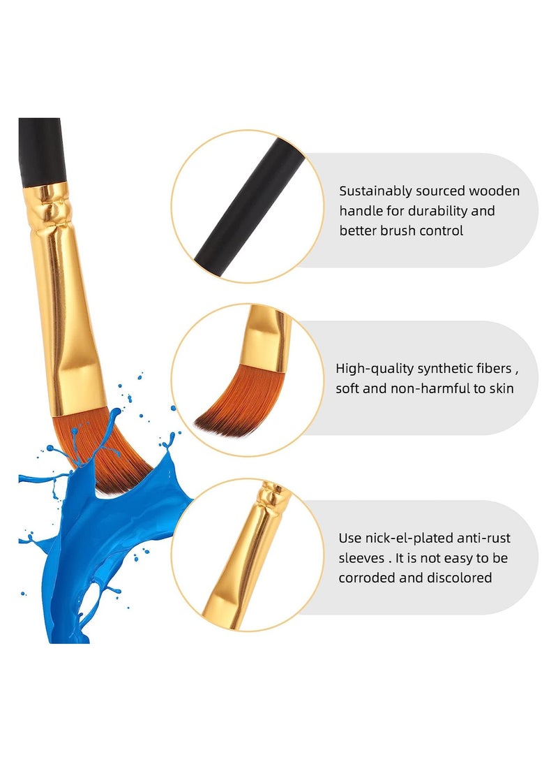 SYOSI Paint Brush Set 12 Pcs Nylon Oil Painting Brush Students' Watercolor Painting Pen Line Drawing Brush Wooden Handle Flat Paint Brushes for Kids Adults Drawing Arts Crafts Supplies  - Image 4