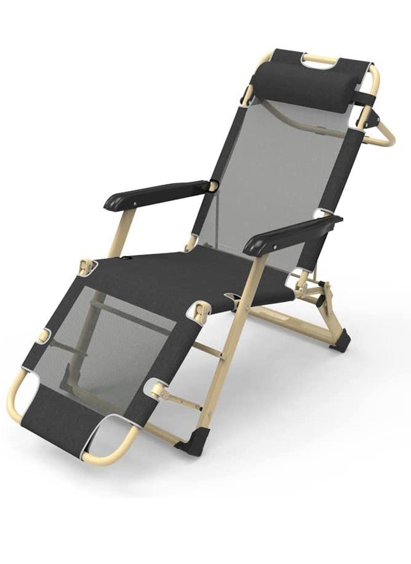 LIMOS - Chaise Lounge Outdoor Pool Patio Chair Portable for Beach Folding with Adjustable Backrest(Black) - Image 1