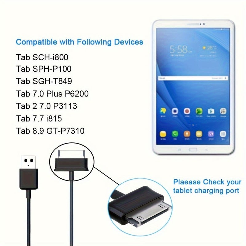 1m 39 39 37in USB Charger Cable For Samsung Galaxy Tab P1000 N8000 P5100 P5110 P7510 P7500 P7300 P6200 P6800 P3100 P1010 - Image 4