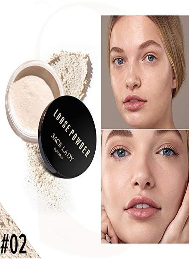 SACE LADY - Oil Control Loose Powder Setting Make Up Waterproof Poreless Long Lasting Softmatte Face Powder Makeup, 0.32Oz (02) - Image 1