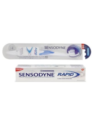 Rapid Action Whitening Toothpaste White 75ml with Sensitive Toothbrush with Fast Action and Soft Bristles, Multi-Color