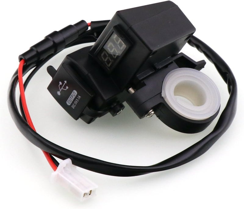 Timloon Waterproof Motorcycle 5V 3.1A Dual USB Charger & Blue Voltage Display Voltmeter for 7/8 and 1" Handlebar Mounting - Image 4
