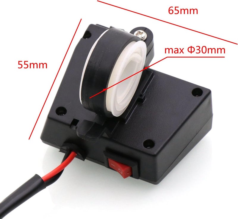Timloon Waterproof Motorcycle 5V 3.1A Dual USB Charger & Blue Voltage Display Voltmeter for 7/8 and 1" Handlebar Mounting - Image 3