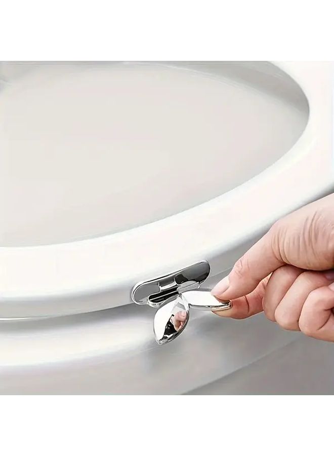 6pcs Toilet Seat Lifter Set Silvery Creative Anti Stain Easy Lift Handle - Image 3