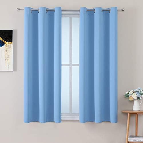 ChrisDowa Grommet Room Darkening Curtains for Bedroom and Living Room - 2 Panels Set Thermal Insulated Blackout Curtains (Sky Blue, 42W x 63L) - Image 1