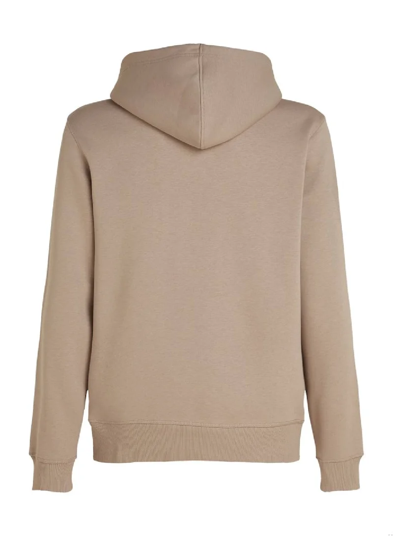 Calvin Klein Jeans Men's  Monologo Pullover Hoodie , Grey - Cotton Blend