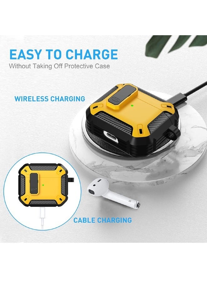 Airpods 3 Case, Airpods 3rd Generation Case with Lock, Airpods 3 Generation Protective Case, Hard Shell Rugged Shockproof Drop Proof Cover with Keychain for Airpods 3 2021 (Yellow/Black) - Image 5