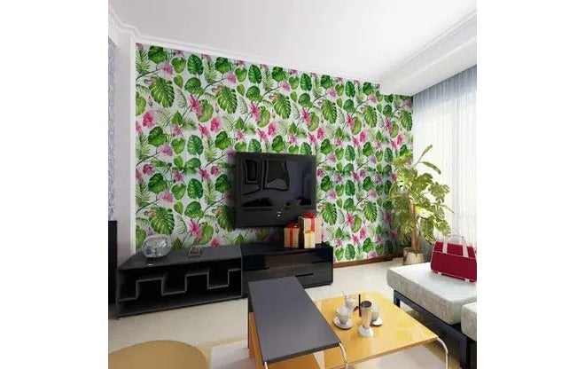 Infinity Decor Floral Peel & Stick Wallpaper | 45cm x 500cm Self Adhesive Waterproof Wall Stickers Roll for Bedroom, Living Room, Kitchen, Furniture & Office – Pink Green Leaves Design - Image 5
