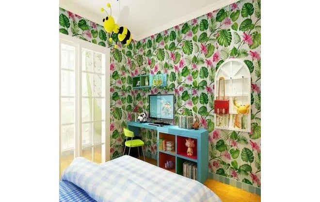 Infinity Decor Floral Peel & Stick Wallpaper | 45cm x 500cm Self Adhesive Waterproof Wall Stickers Roll for Bedroom, Living Room, Kitchen, Furniture & Office – Pink Green Leaves Design - Image 4