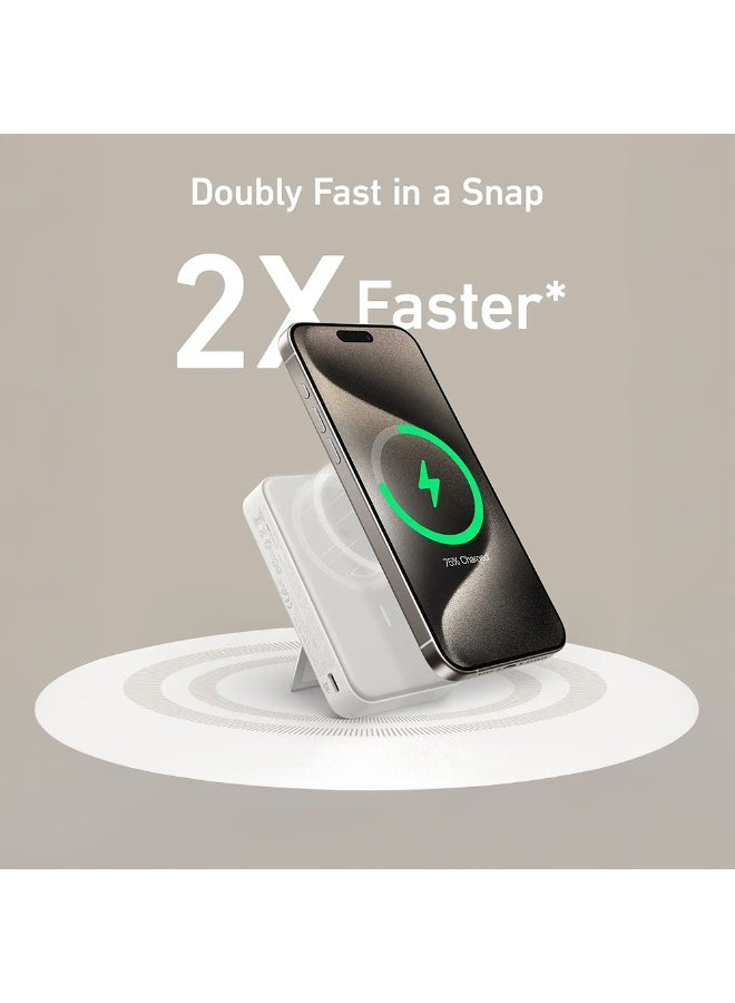 توبيز بنك طاقة توبيز PB-03 مغناطيسي لاسلكي 10000mAh شحن سريع 18-20 واط بمدخل تايب C وكابل مدمج ثلاثي المنافذ USB-A تايب C لاسلكي 15W مع حامل - Image 3