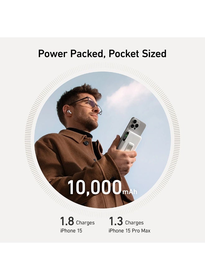 توبيز بنك طاقة توبيز PB-03 مغناطيسي لاسلكي 10000mAh شحن سريع 18-20 واط بمدخل تايب C وكابل مدمج ثلاثي المنافذ USB-A تايب C لاسلكي 15W مع حامل - Image 5