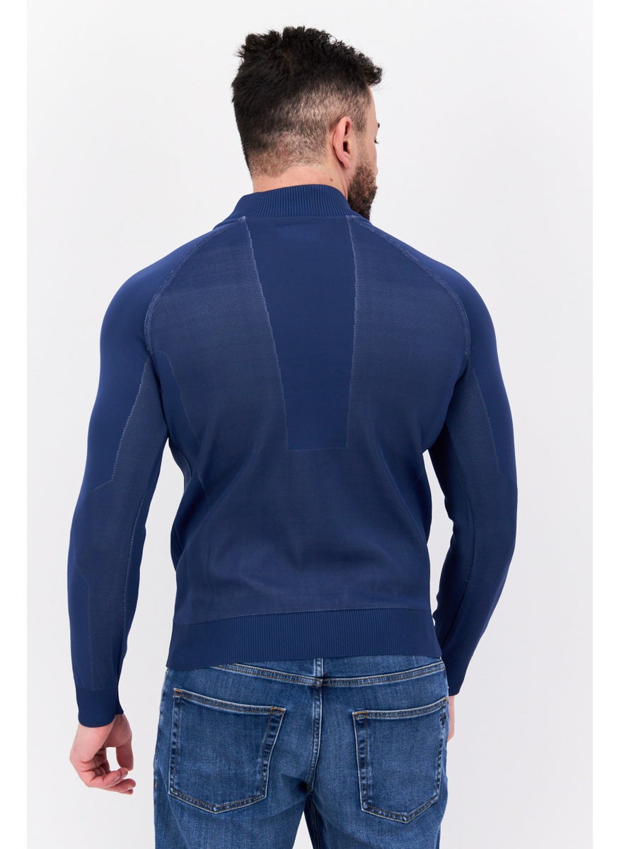 Free Soul - Men Brand Logo Bomber Jacket, Navy Blue - Image 1