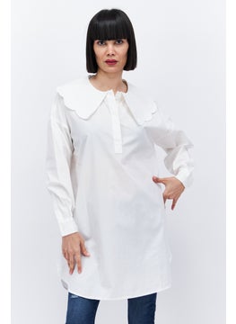 SELECTED FEMME Women Peter Pan Collar Long Sleeves Plain Blouse, White  - Image 1