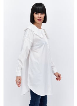 SELECTED FEMME Women Peter Pan Collar Long Sleeves Plain Blouse, White  - Image 2
