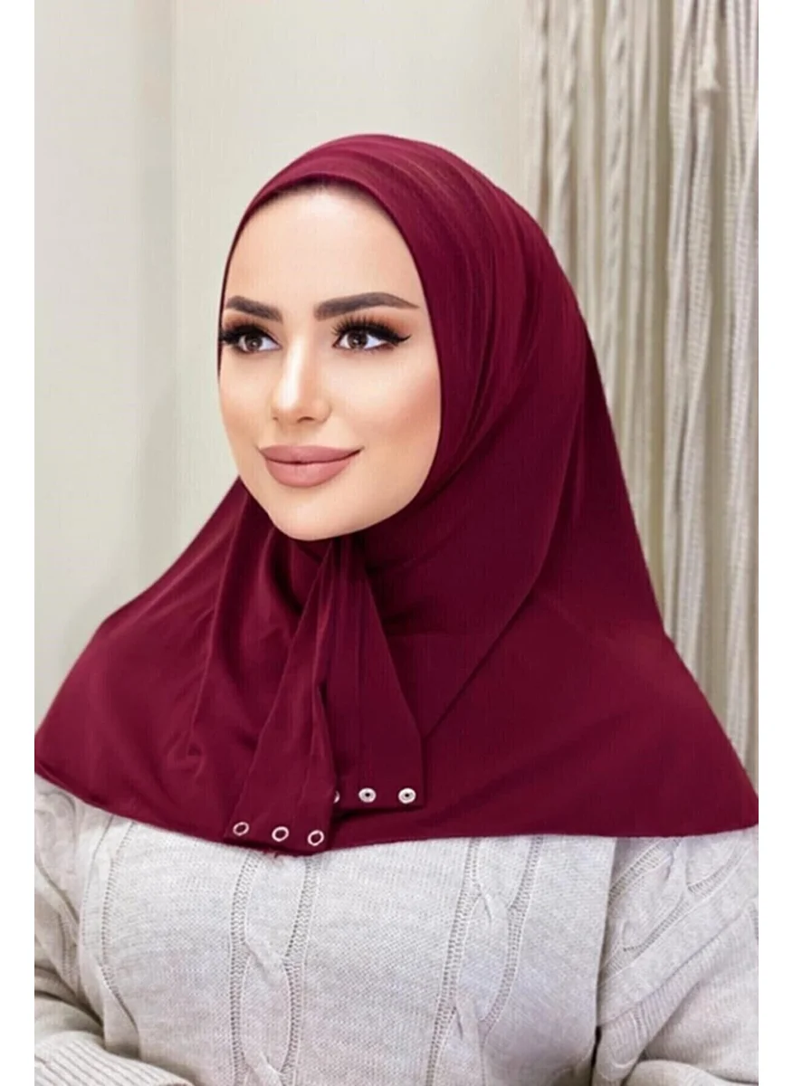 Moda Mevsimi Fashion Season Snap Ready Scarf Snap Fasten Hijab Ready Scarf Burgundy