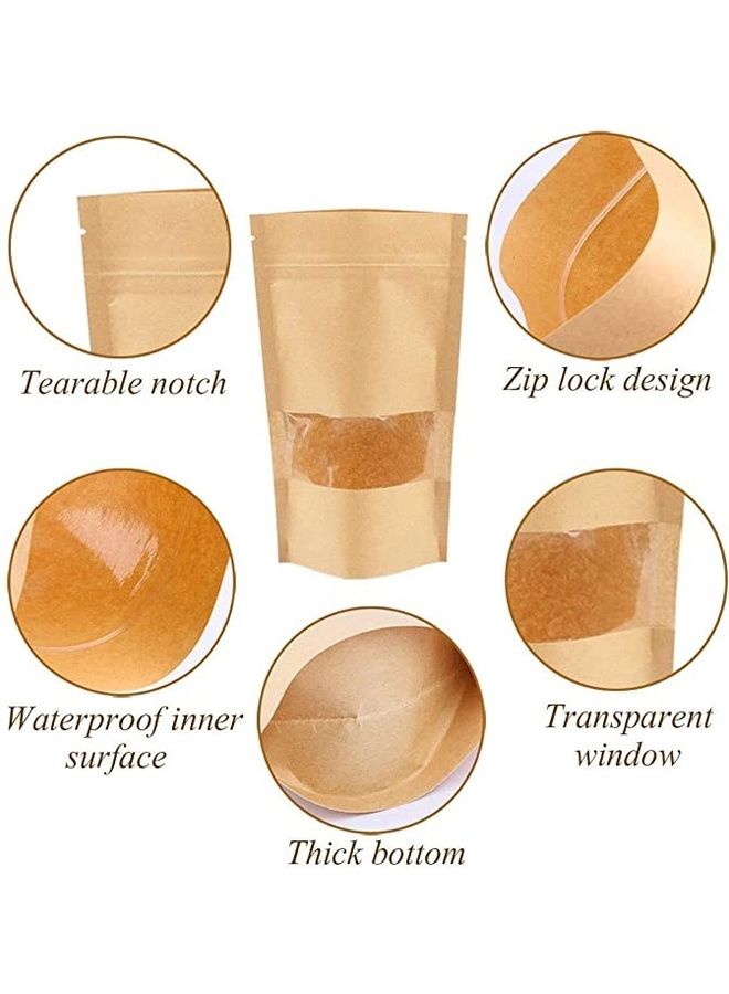 NIBEMINENT 50-Piece Zip Lock Reusable Food Pouch With Transparent Window Gold 18x26cm - Image 2