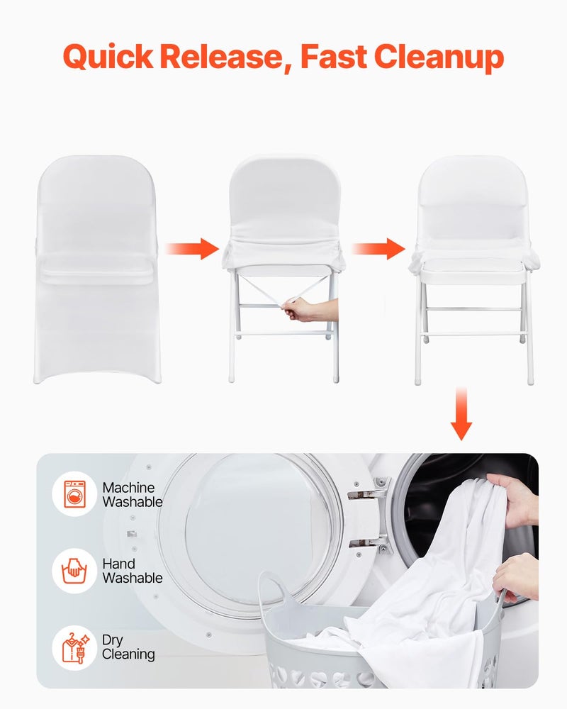 VEVOR 30 PCS White Folding Chair Covers - Ideal for Weddings, Parties, Dining, and Banquets - Universal, Washable Slipcovers for Folding Chairs - Elegant Event DÃ©cor - Image 5