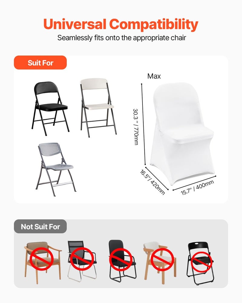 VEVOR 30 PCS White Folding Chair Covers - Ideal for Weddings, Parties, Dining, and Banquets - Universal, Washable Slipcovers for Folding Chairs - Elegant Event DÃ©cor - Image 4