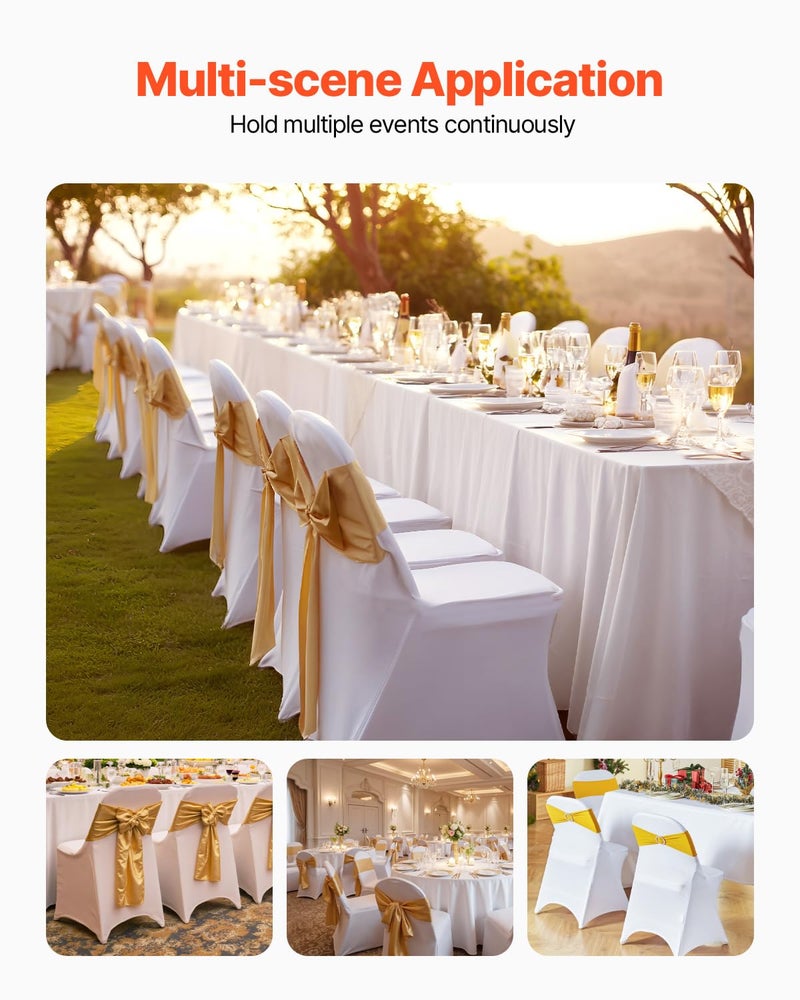 VEVOR 30 PCS White Folding Chair Covers - Ideal for Weddings, Parties, Dining, and Banquets - Universal, Washable Slipcovers for Folding Chairs - Elegant Event DÃ©cor - Image 2