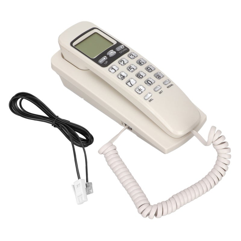 Wired Wall Phone White ABS Material Multifunctional Caller ID Landline - Strong Practicability Corded Telephone for Home Kitchen - Image 1