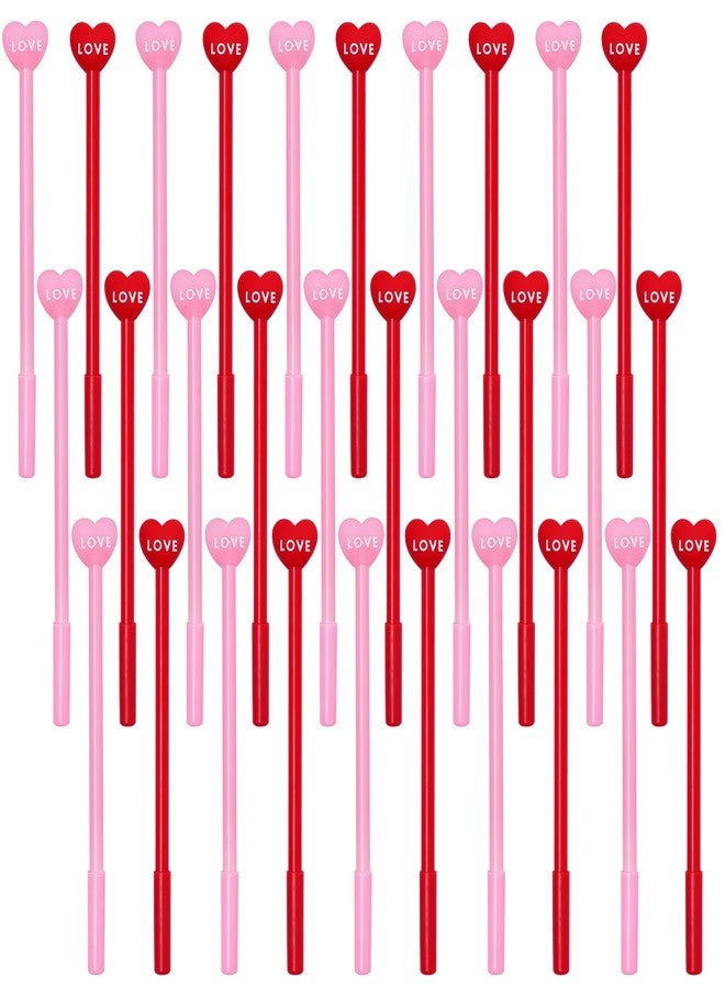 jiebor 30Pcs Heart Shaped Valentines Gel Nurse Cute Fun Pen Bulk Black Ink for Nurses Women Office Supplies (pink, red) - Image 1