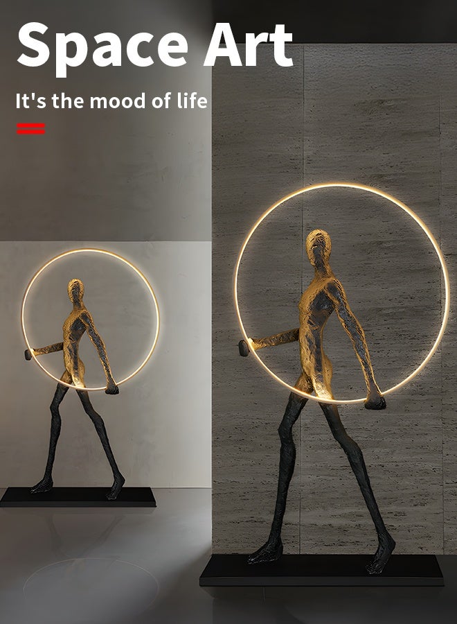 "مصباح أرضي إضاءة LED بديكور دائري على شكل شخص  - Image 5