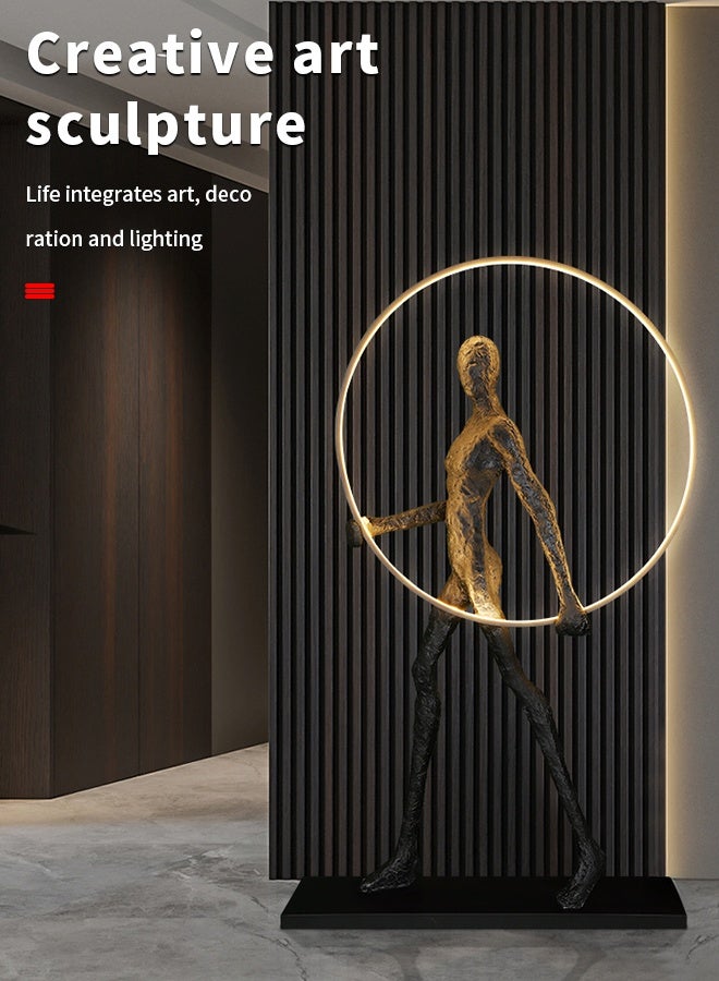 "مصباح أرضي إضاءة LED بديكور دائري على شكل شخص  - Image 2