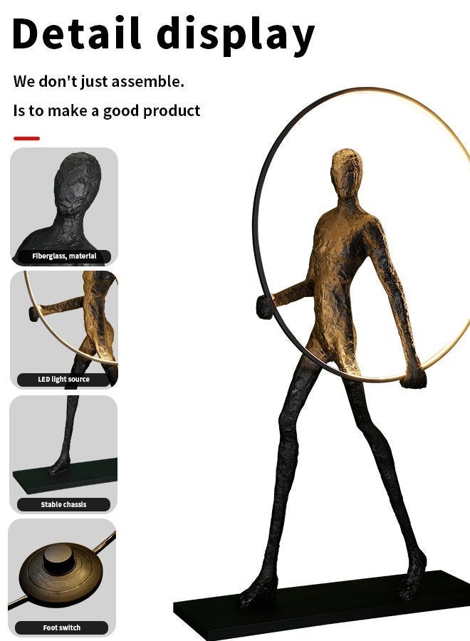 Floor Lamp Human Sculpture Ring LED Floor Lamp - Art Decor Fiberglass Figure Standing Lamp, With light Source,60W Energy-Saving Warm Lighting for Home Hotel Villa Living Room Model House Decoration - Image 2