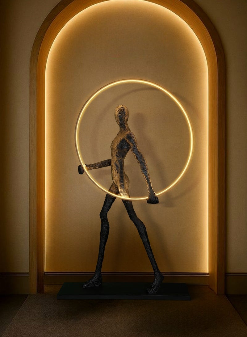 Floor Lamp Human Sculpture Ring LED Floor Lamp - Art Decor Fiberglass Figure Standing Lamp, With light Source,60W Energy-Saving Warm Lighting for Home Hotel Villa Living Room Model House Decoration - Image 3