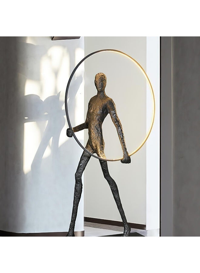 Floor Lamp Human Sculpture Ring LED Floor Lamp - Art Decor Fiberglass Figure Standing Lamp, With light Source,60W Energy-Saving Warm Lighting for Home Hotel Villa Living Room Model House Decoration - Image 4